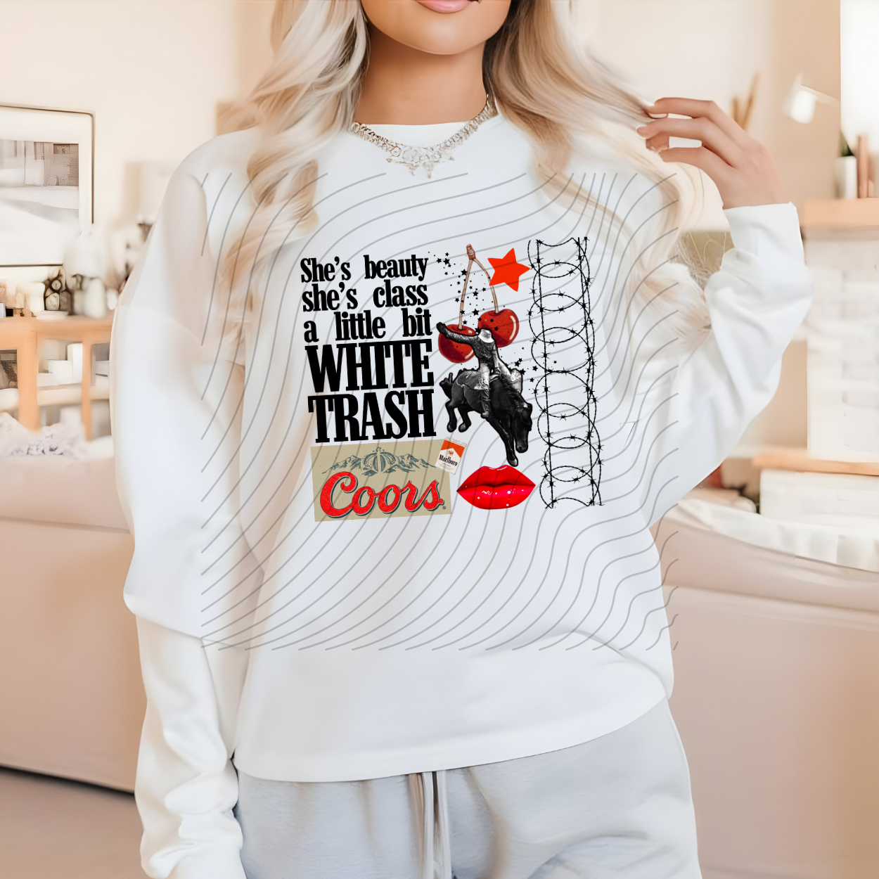 WHITE TRASH - DTF TRANSFER