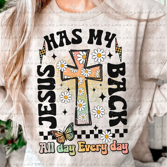 JESUS HAS MY BACK - GRUNGE EFFECT - DTF TRANSFER