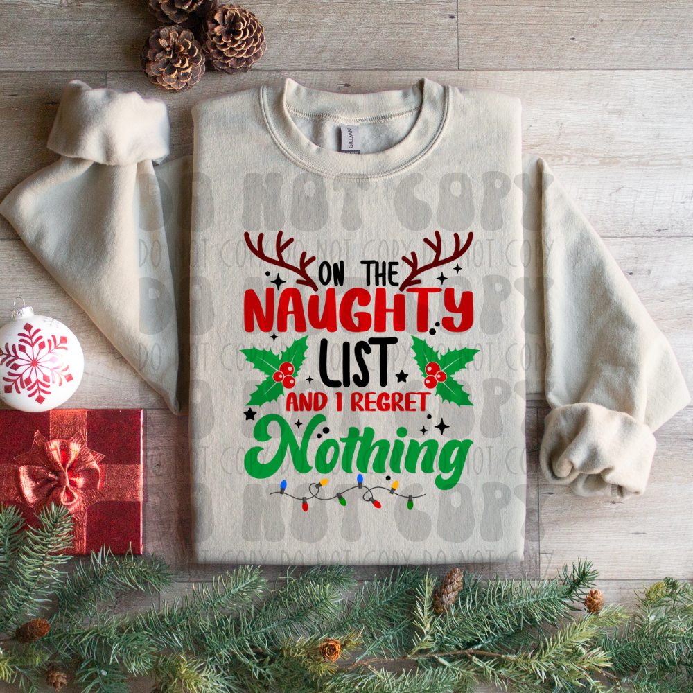 NAUGHTY LIST REGRET NOTHING - DTF TRANSFER