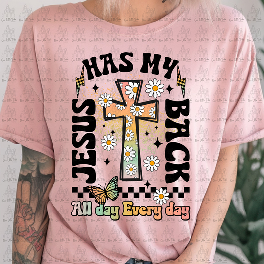 JESUS HAS MY BACK - NO GRUNGE - DTF TRANSFER