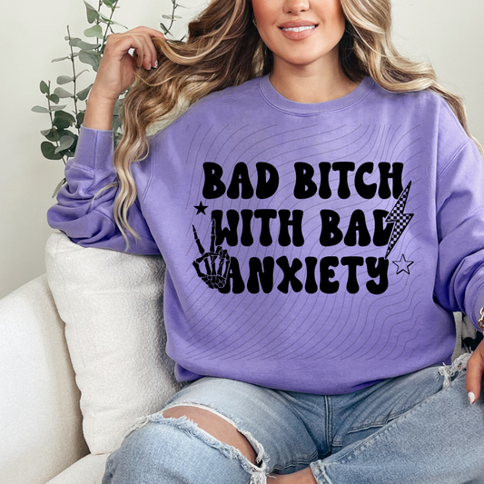 BAD B WITH ANXIETY BLK - DTF TRANSFER