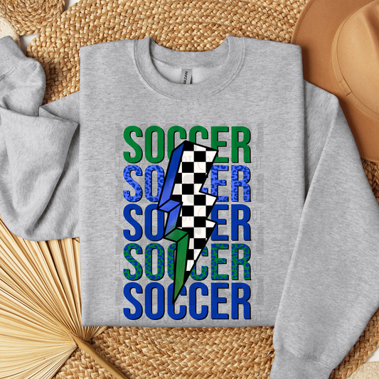 SOCCER STACKED GREEN/BLUE - DTF TRANSFER