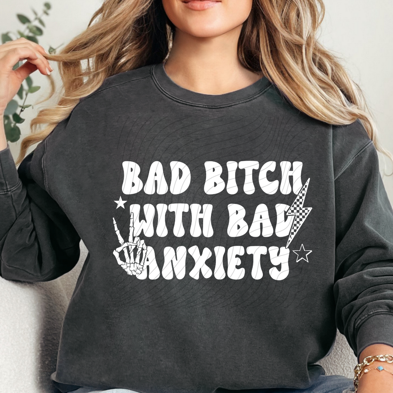 BAD B WITH ANXIETY WHT - DTF TRANSFER