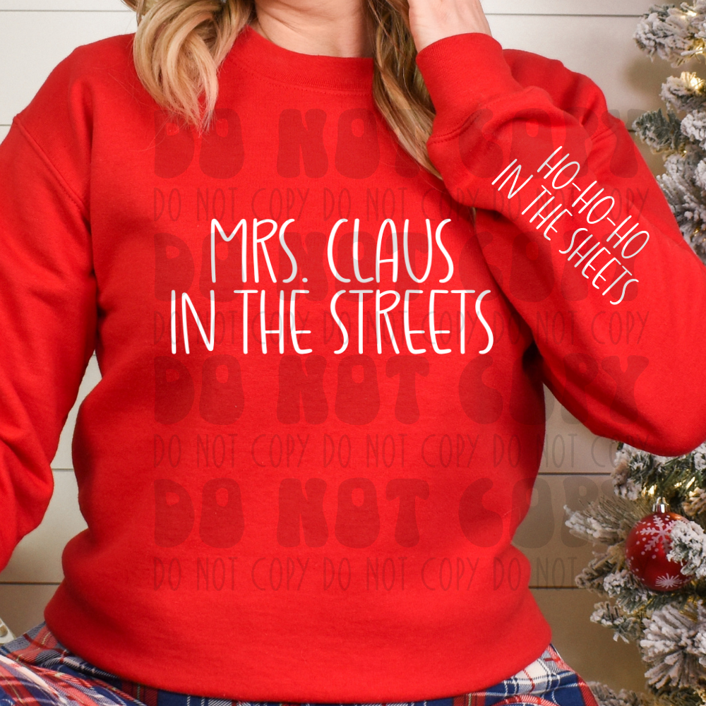 MRS CLAUS W/SLEEVE - WHITE - DTF TRANSFER