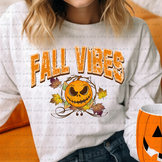 FALL VIBES DISTRESSED PUMPKIN - DTF TRANSFER