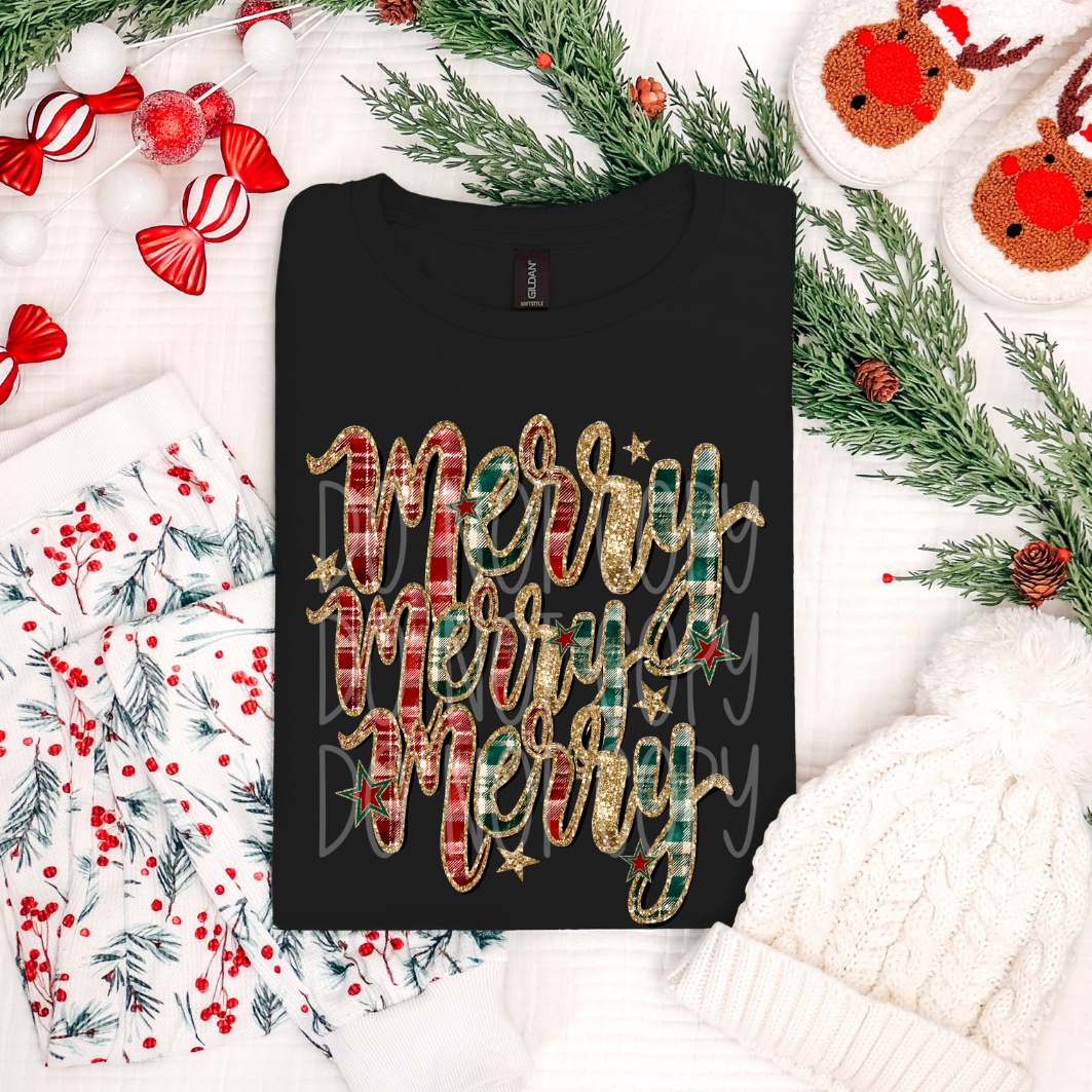 MERRY PLAID STACKED - DTF TRANSFER