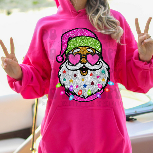 SANTA PINK - FAUX SEQUINS - DTF TRANSFER