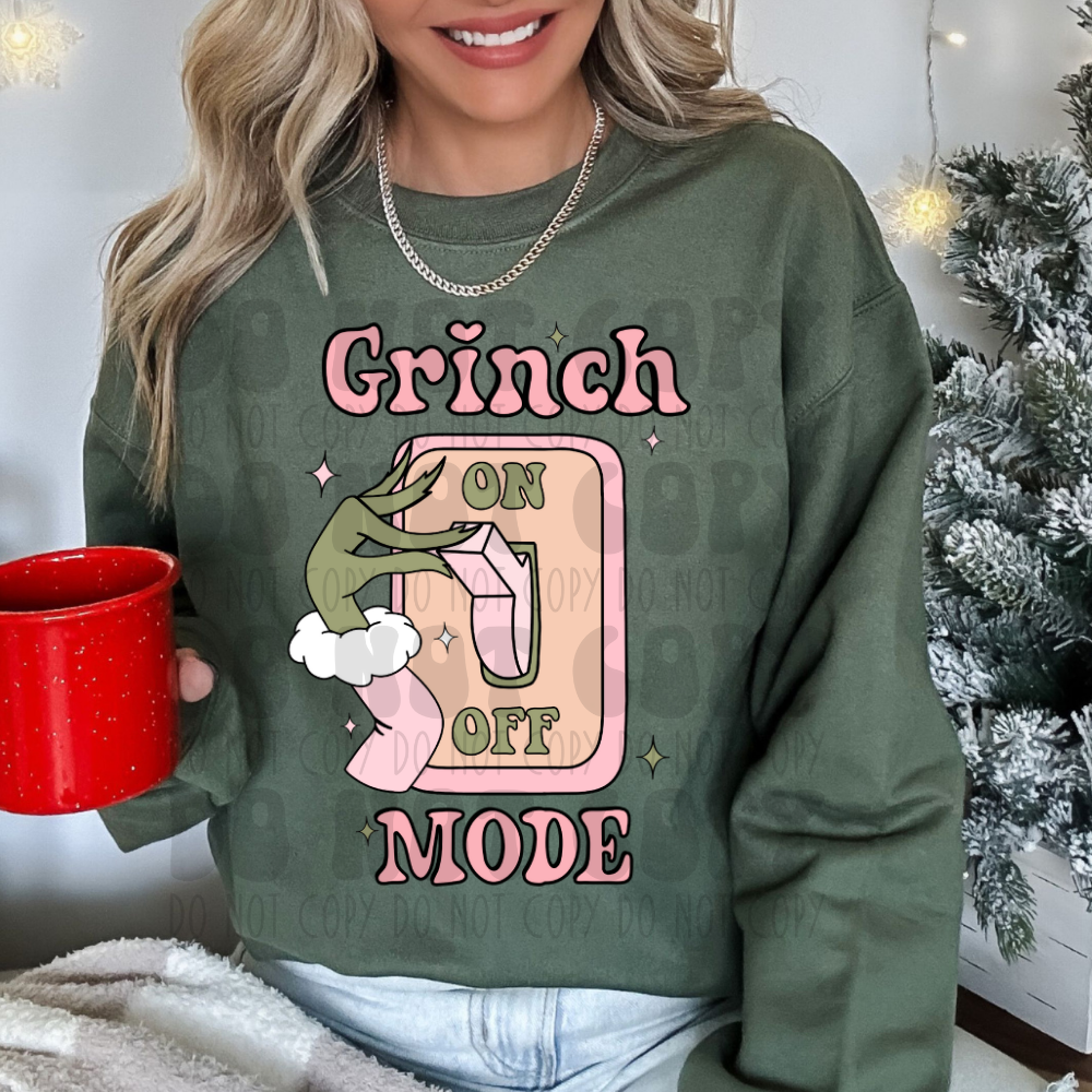 GRINCH MODE ON LIGHT PINK - DTF TRANSFER