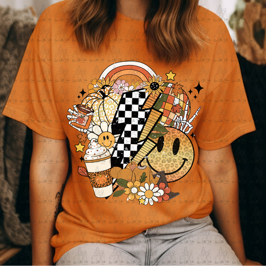 FALL VIBES BOLT COLLAGE - GRUNGE EFFECT - DTF TRANSFER