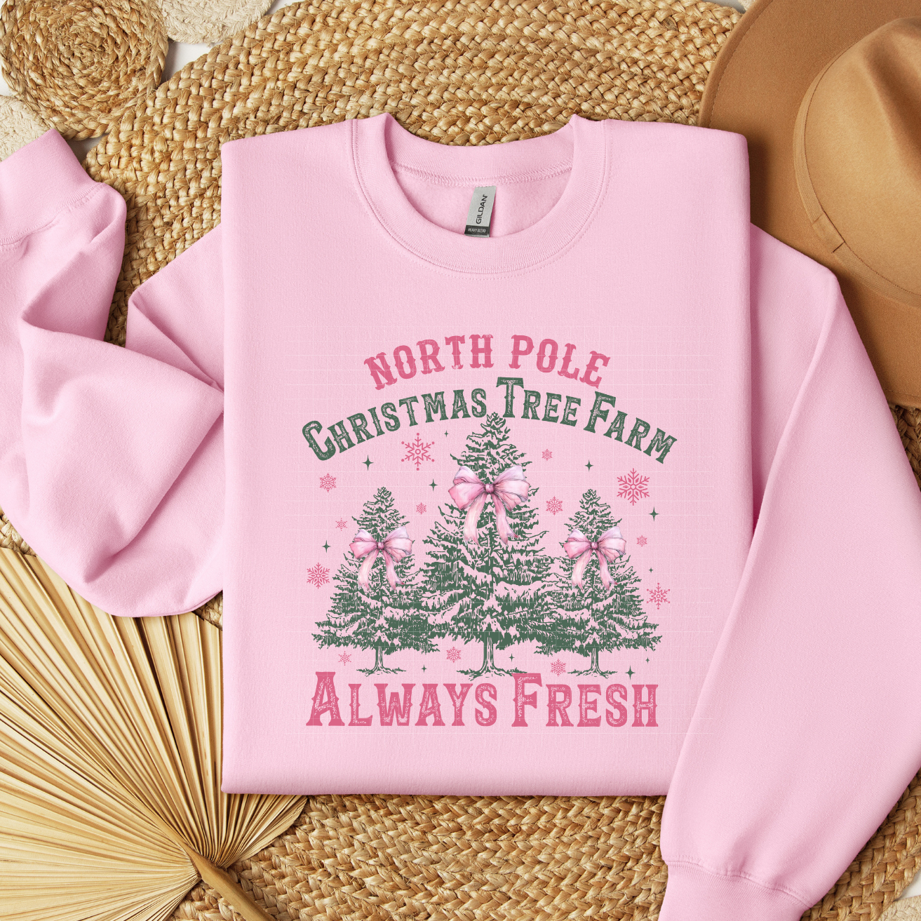 PINK NORTH POLE TREE FARM - DTF TRANSFER