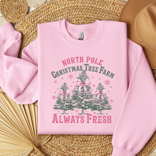 PINK NORTH POLE TREE FARM - DTF TRANSFER