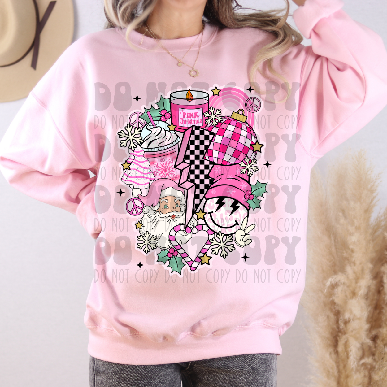 PINK CHRISTMAS RETRO COLLAGE - DTF TRANSFER