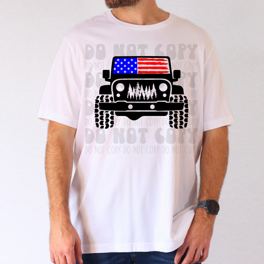 JEEP FLAG ADVENTURE GRILL - DTF TRANSFER