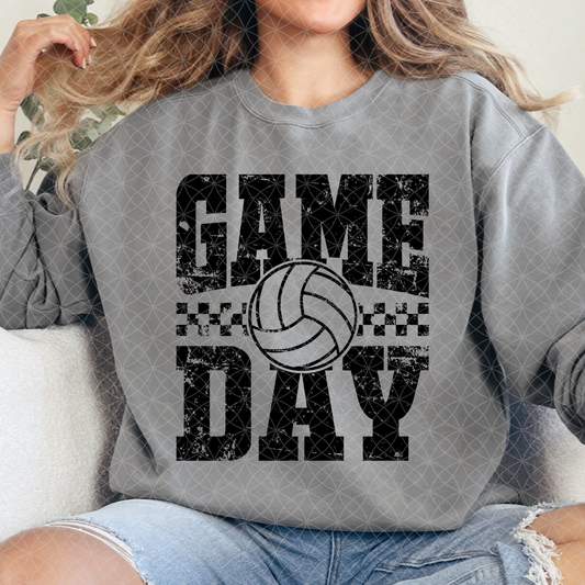 GAME DAY VOLLEYBALL CHECKER BLACK - DTF TRANSFER