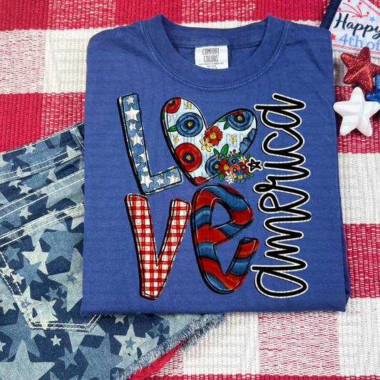LOVE AMERICA HEART - DTF TRANSFER