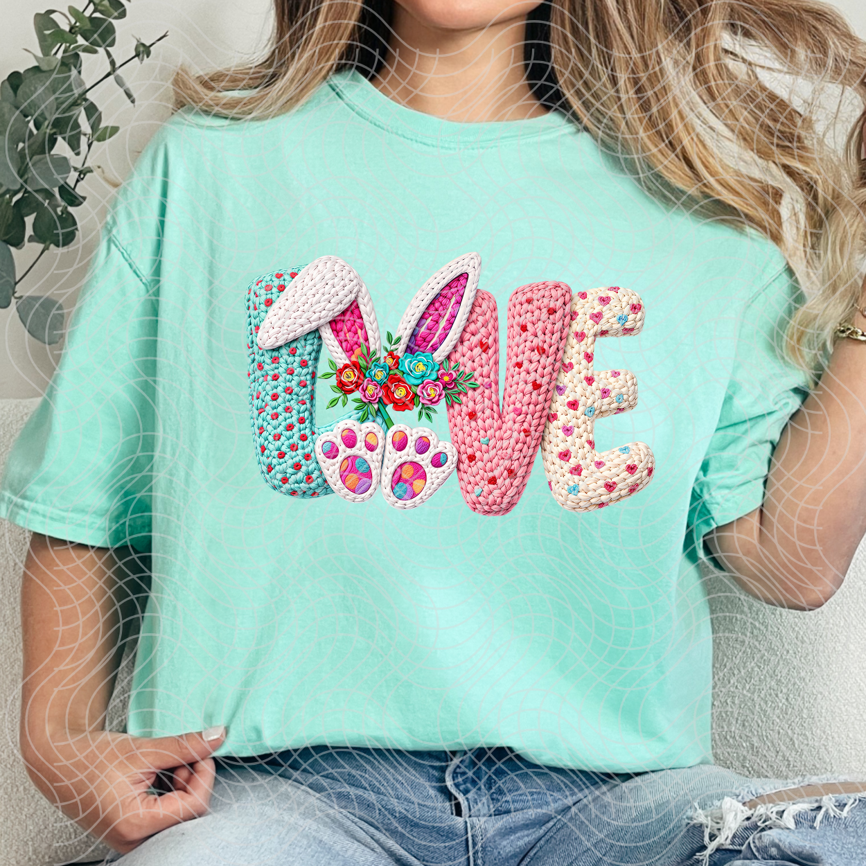 FAUX YARN BUNNY LOVE - DTF TRANSFER