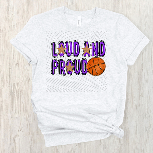 BASKETBALL LOUD AND PROUD, PURPLE - DTF TRANSFER