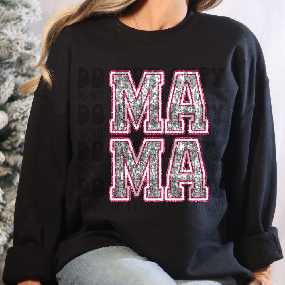 MA MA PINK OUTLINE - FAUX SEQUINS - DTF TRANSFER