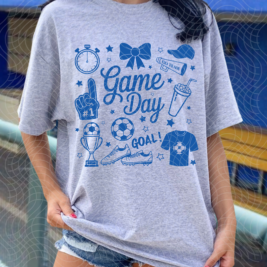 SOCCER GAME DAY BLUE COLLAGE - DTF TRANSFER