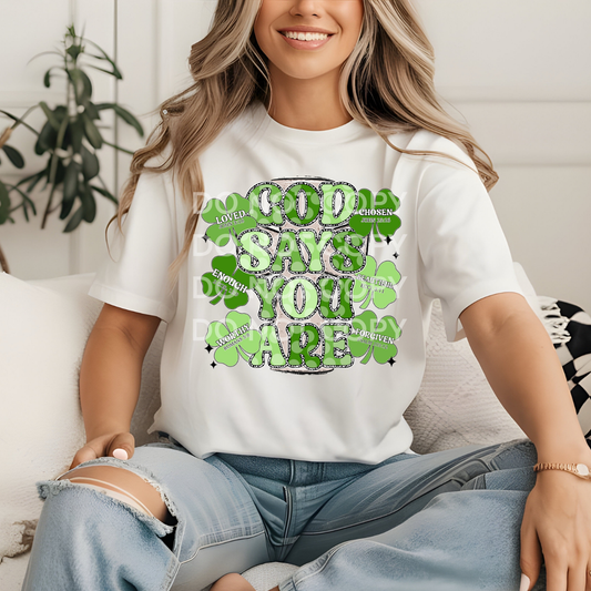 GOD SAYS CLOVERS - DTF TRANSFER
