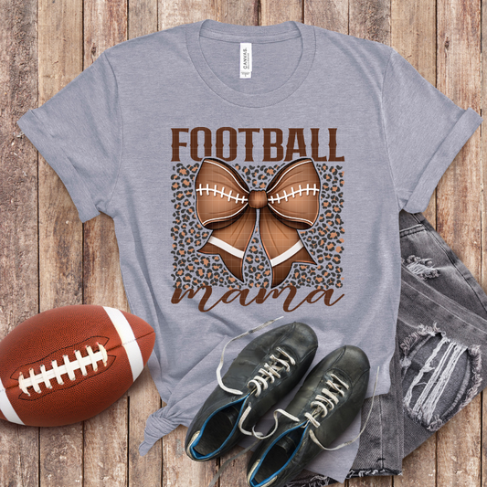 FOOTBALL MAMA LEOPARD & BOW - DTF TRANSFER