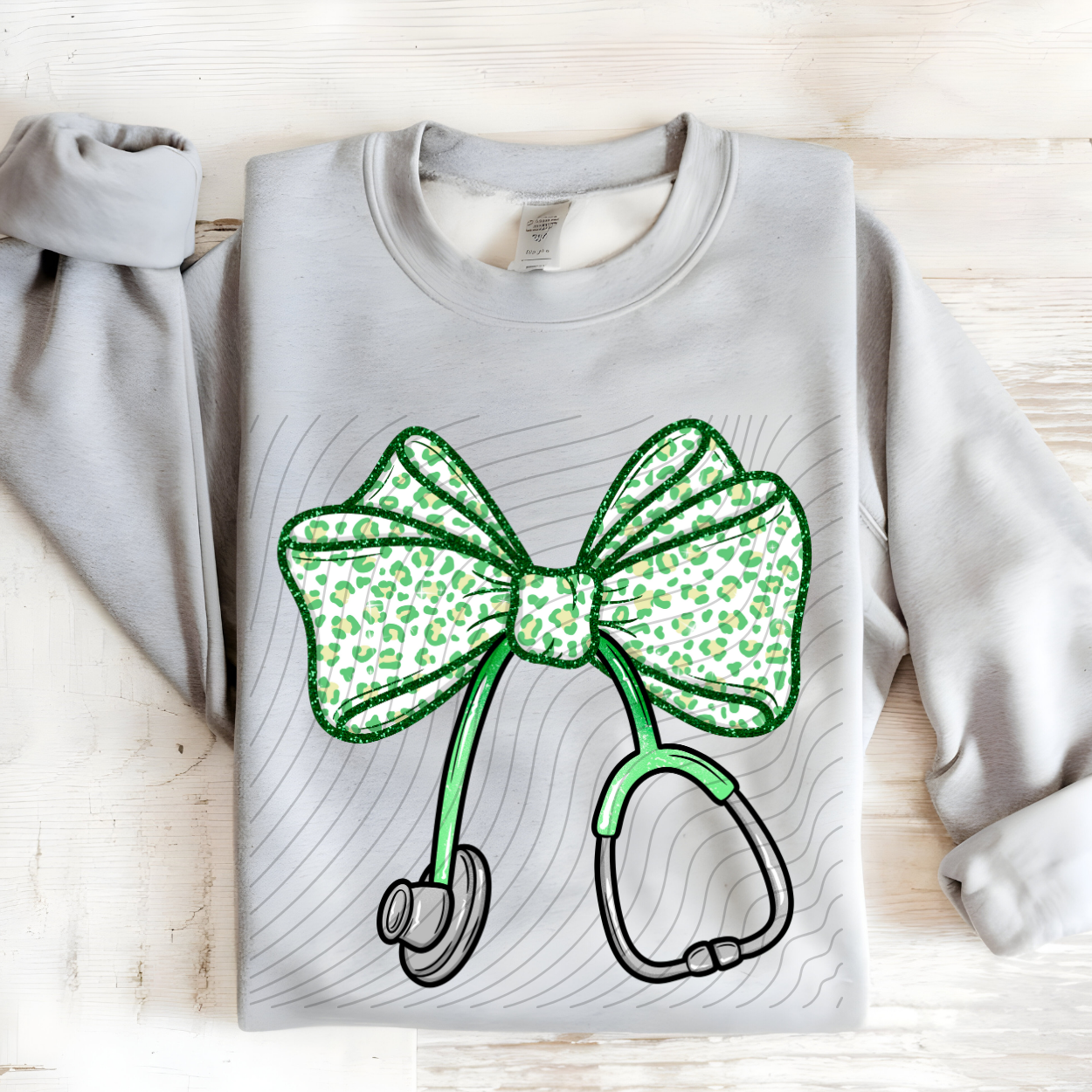 GREEN LEOPARD BOW STETHOSCOPE - DTF TRANSFER