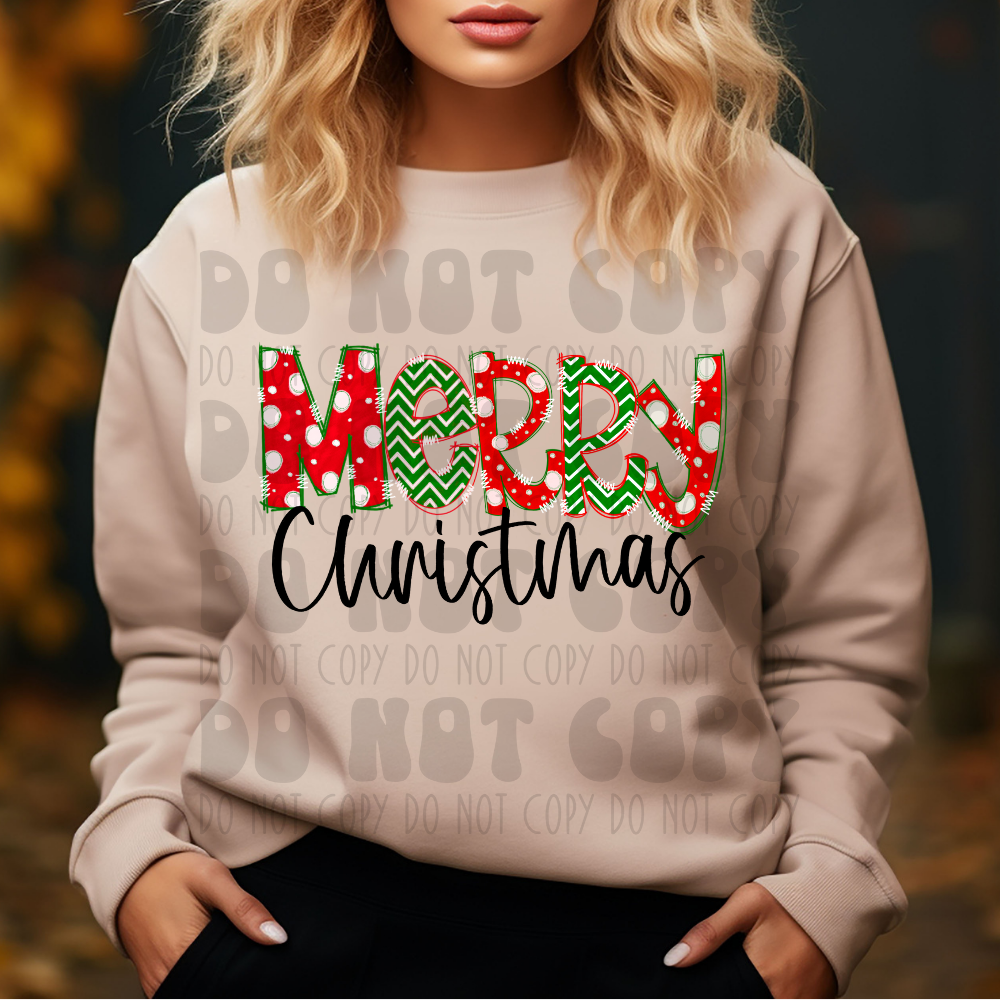 MERRY CHRISTMAS RED/GREEN - DTF TRANSFER