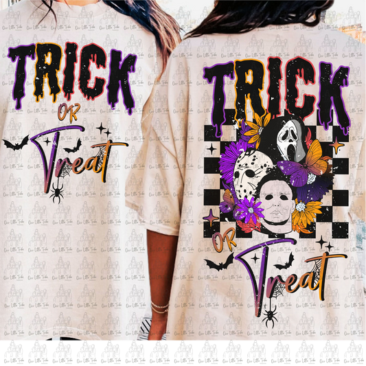 TRICK OR TREAT FRONT & BACK - GRUNGE EFFECT - DTF TRANSFER