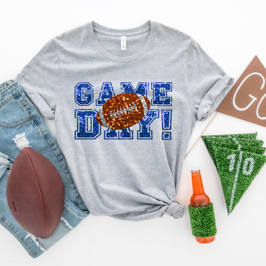GAME DAY BLUE FAUX SEQUINS - DTF TRANSFER