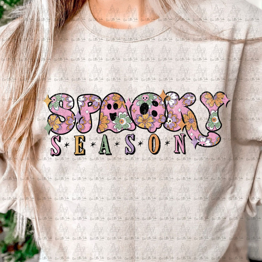 SPOOKY SEASON FLORAL - GRUNGE EFFECT - DTF TRANSFER