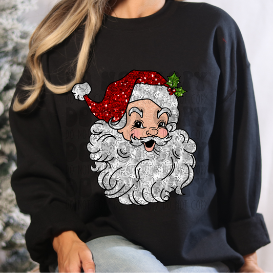 RED SANTA HAT - FAUX SEQUINS - DTF TRANSFER