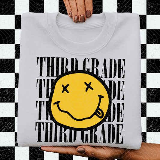 THIRD GRADE SMILEY BLK - DTF TRANSFER