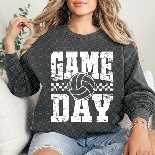 GAME DAY VOLLEYBALL CHECKER WHITE - DTF TRANSFER