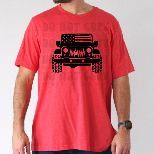 JEEP FLAG ADVENTURE GRILL BLK - DTF TRANSFER