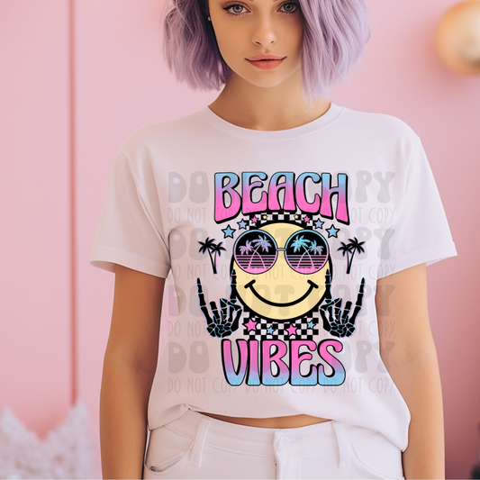 BEACH VIBES BLUE/PINK - DTF TRANSFER