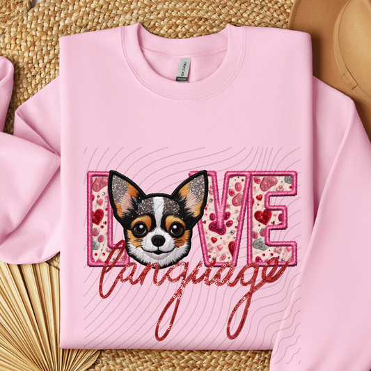 CHIHUAHUA, FAUX EMBROIDERY & FAUX SEQUINS - DTF TRANSFER
