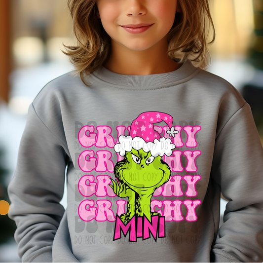 GRINCHY STACKED GREEN GUY MINI - PINK - DTF TRANSFER