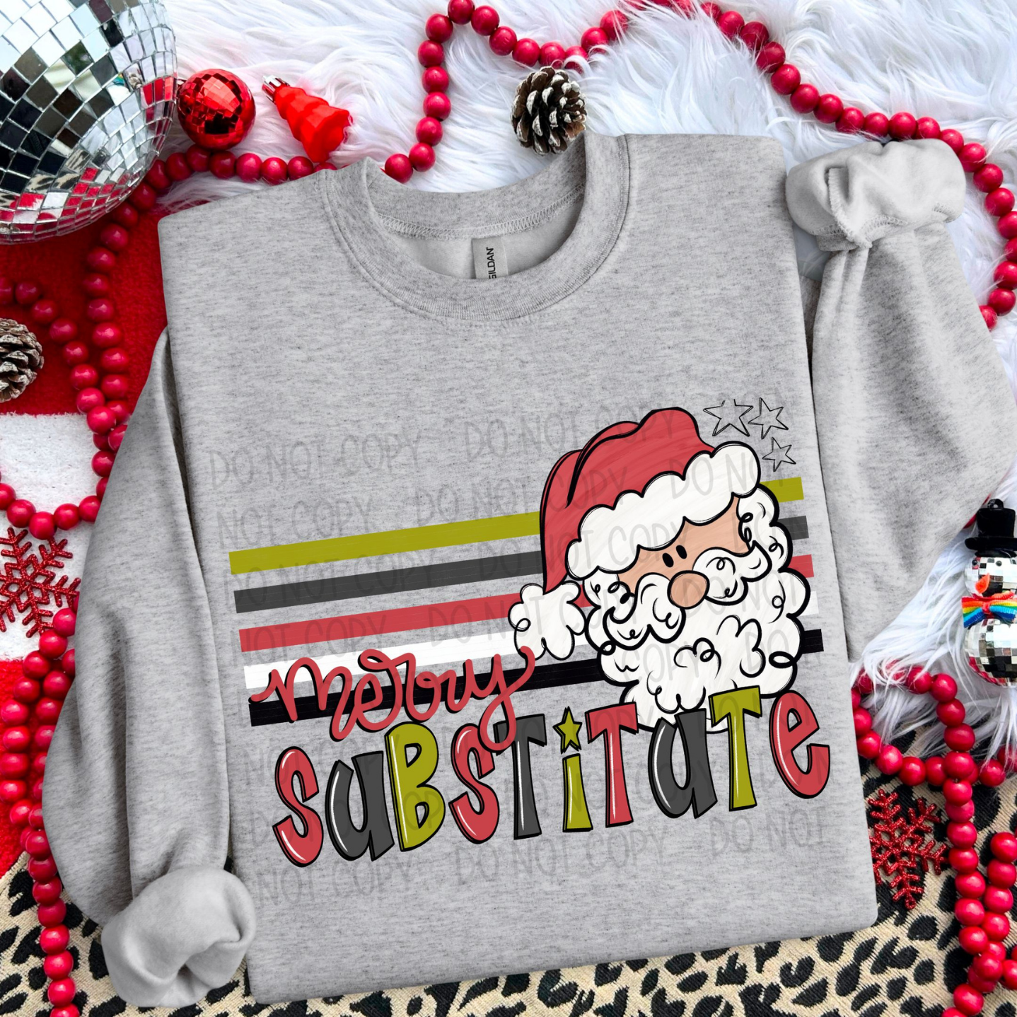RETRO STRIPE SANTA SUBSTITUTE - DTF TRANSFER