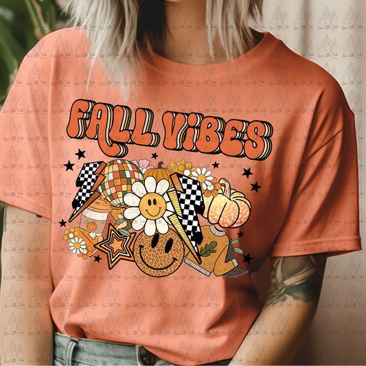FALL VIBES RETRO BOLTS - NO GRUNGE - DTF TRANSFER