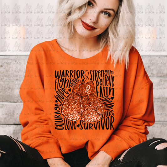 ORANGE SEQUIN GLOVES - FAUX SEQUIN - DTF TRANSFER