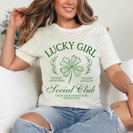 LUCKY GIRL SOCIAL GREEN - DTF TRANSFER
