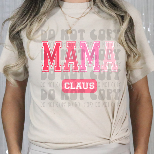 MAMA CLAUS VARSITY RED TO PINK - DTF TRANSFER