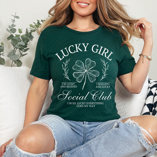 LUCKY GIRL SOCIAL WHITE - DTF TRANSFER