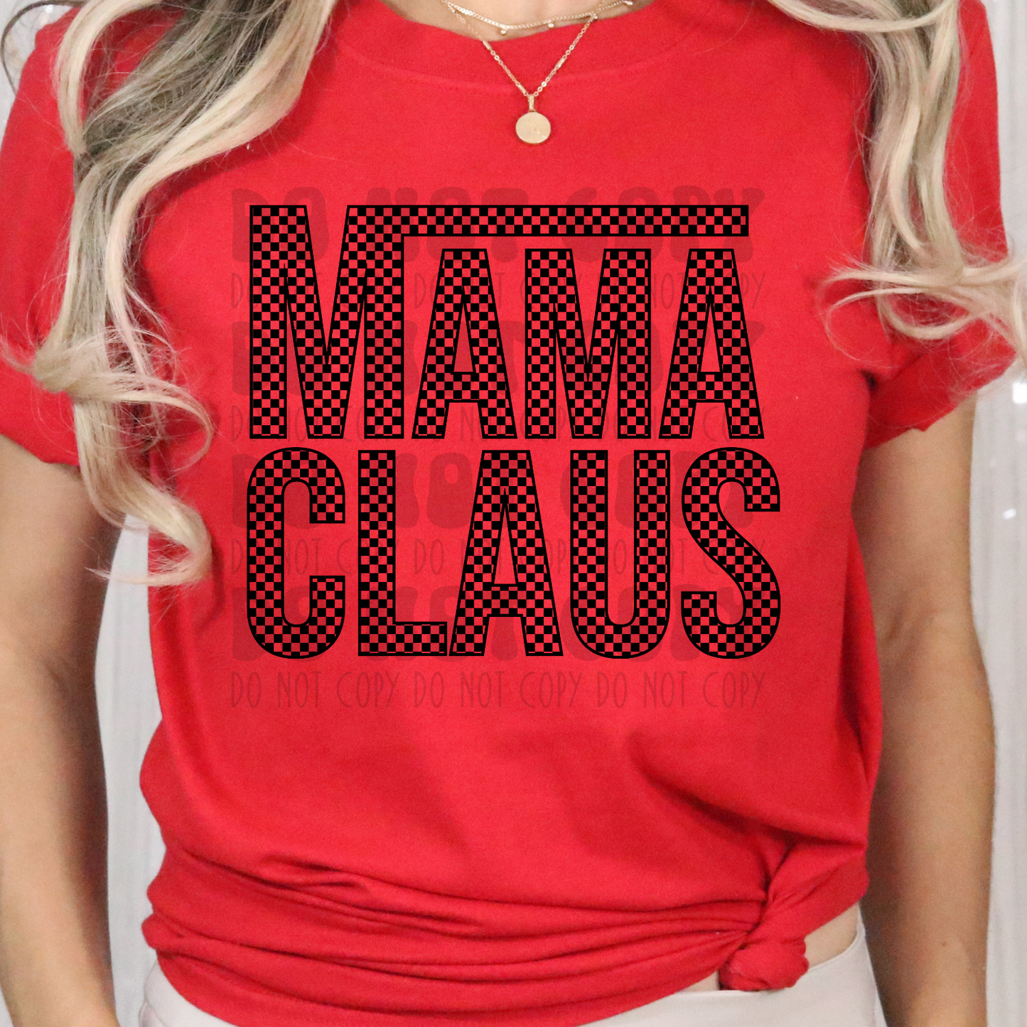 MAMA CLAUS BLACK CHECKERED - DTF TRANSFER