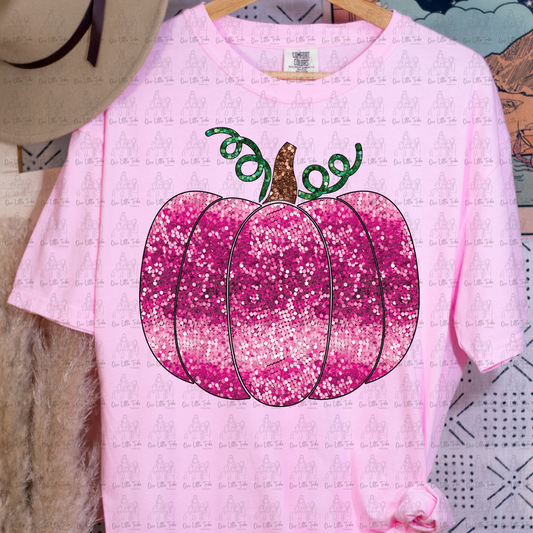 PINK PUMPKIN - FAUX SEQUINS  - DTF TRANSFER