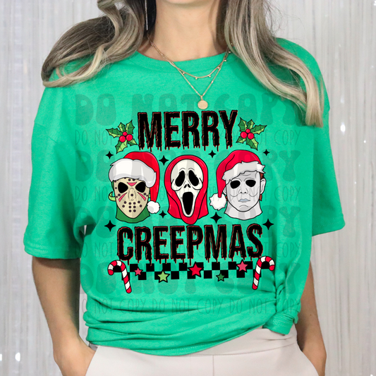 MERRY CREEPMAS BLACK DRIP W/ HOLLY LEAVES - DTF TRANSFER