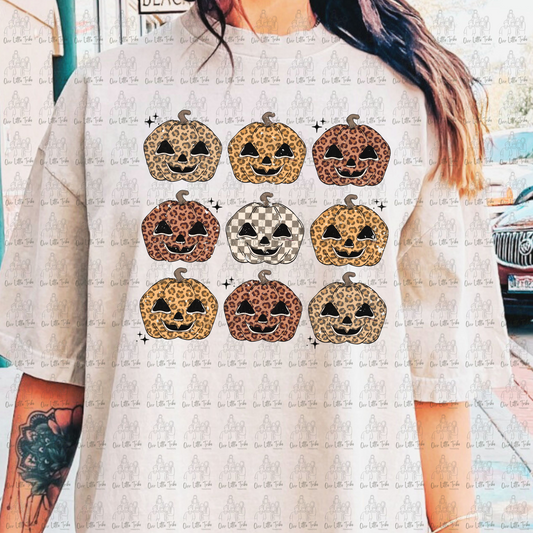 LEOPARD PUMPKINS - GRUNGE EFFECT - DTF TRANSFER