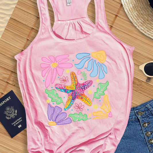 STARFISH AND FLOWERS - DTF TRANSFER