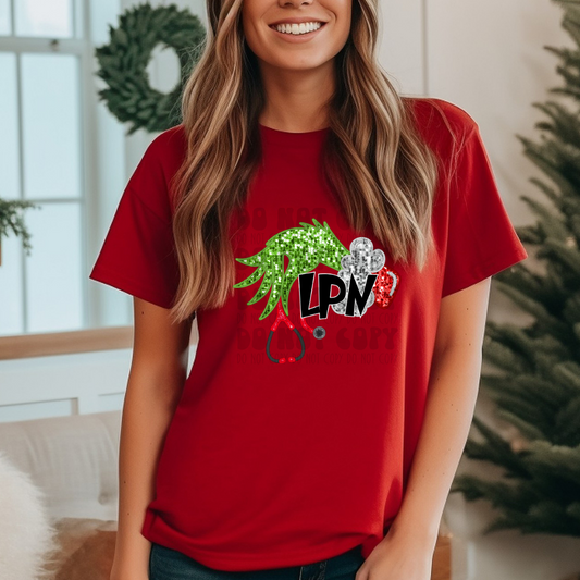 LPN GREEN GUY HAND - FAUX SEQUIN - DTF TRANSFER