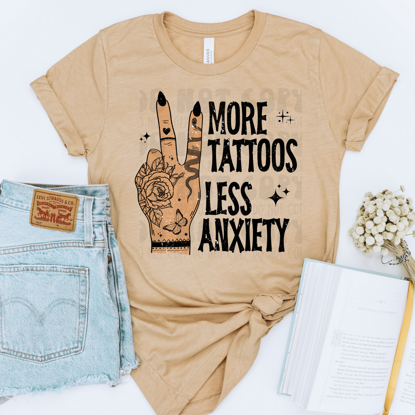 MORE TATTOOS LESS ANXIETY SKIN 2 DISTRESSED - DTF TRANSFER